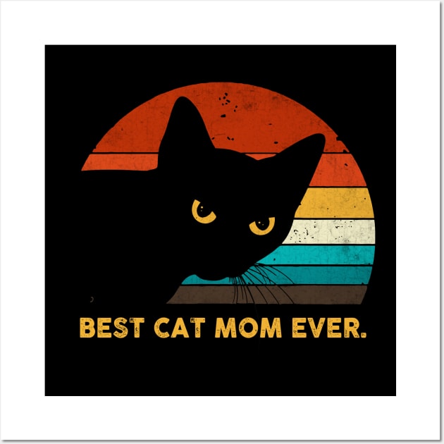 Vintage Best Cat Mom Ever Black Cat Gift Shirt Wall Art by HomerNewbergereq